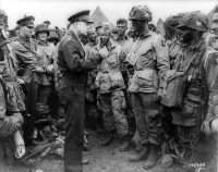 The evening of June 6 D-Day General Eisenhower speaks to members of the 101st Airborne Division